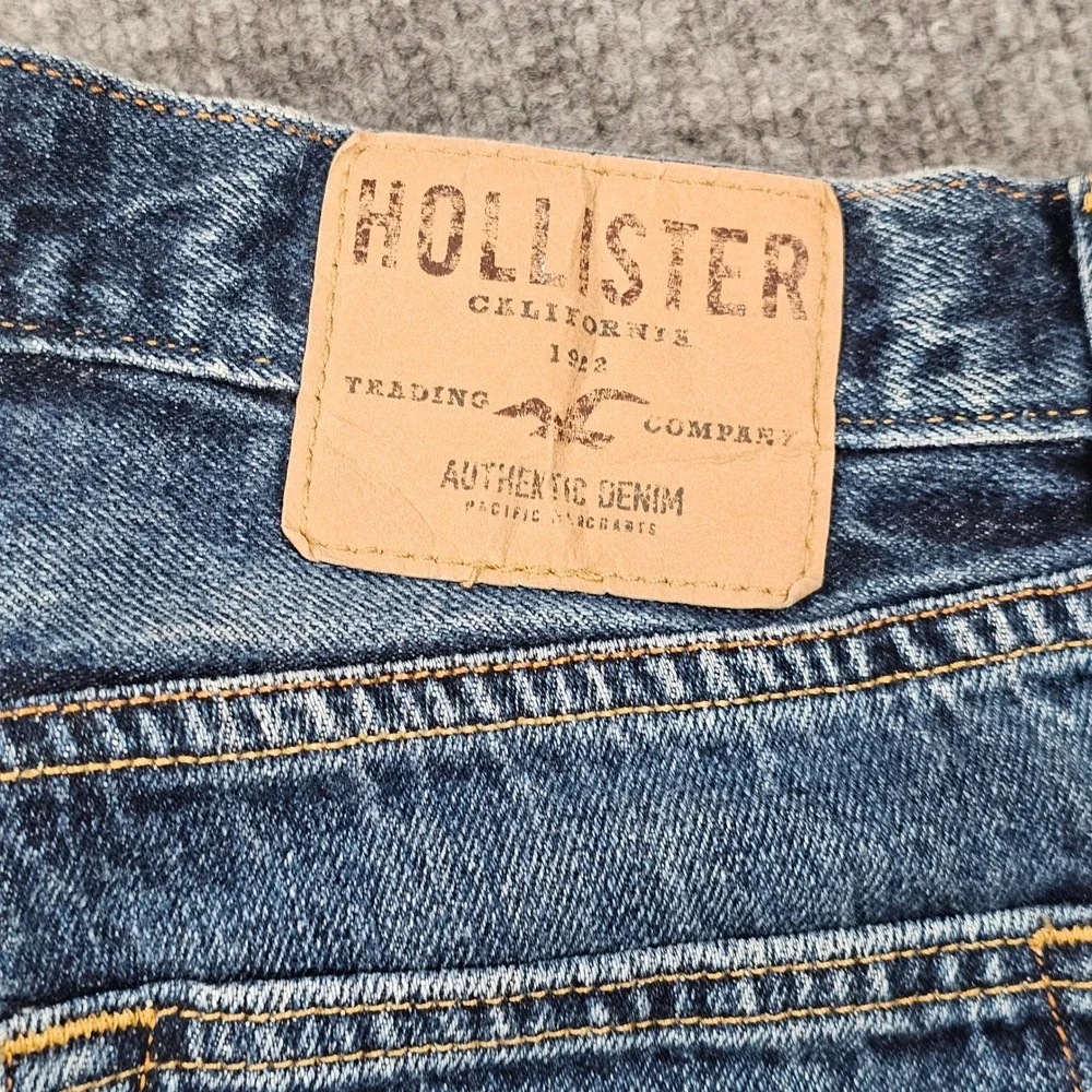 Hollister Slim Straight Jeans Mens 28x28 Blue Medium Wash Button Fly Denim